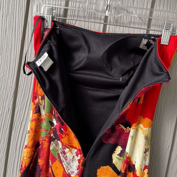 Vintage Cache Strapless Abstract Floral Midi Dress Size 4 Made in USA - Picture 7 of 9